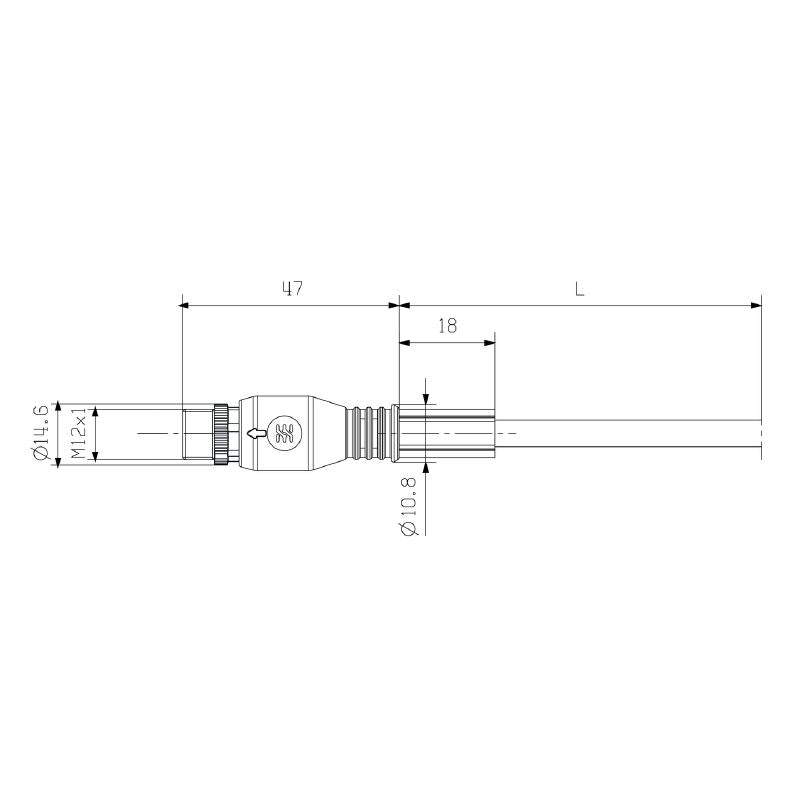 2812600200 - 2m Unshielded M12 Sensor/Actuator Line with 4 Poles