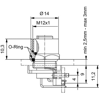 2424380000 - M12 Connector with 4 Poles & Mounting Thread  (Pack of 10)