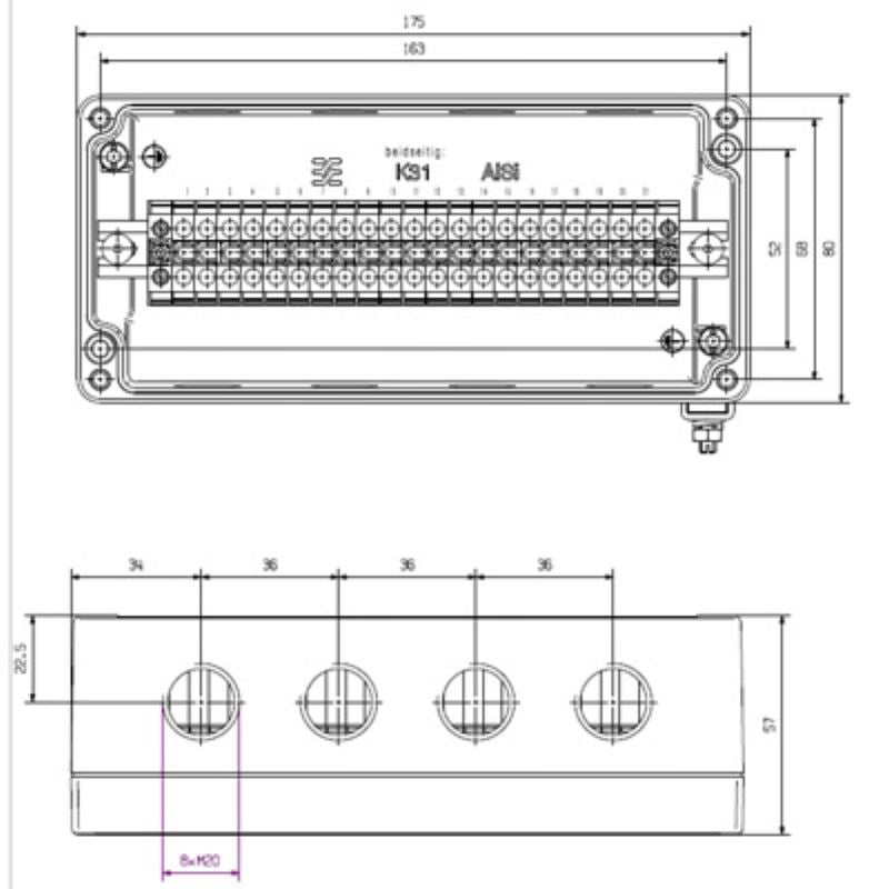8000004215 - ATEX Rated IP66 Aluminium Terminal Box with M20 Holes