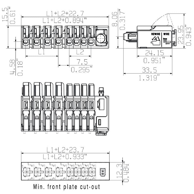 8000085271 - 8-Pole Snap-In PCB Connector, 7.50mm Pitch, RoHS Approved  (Pack of 30)