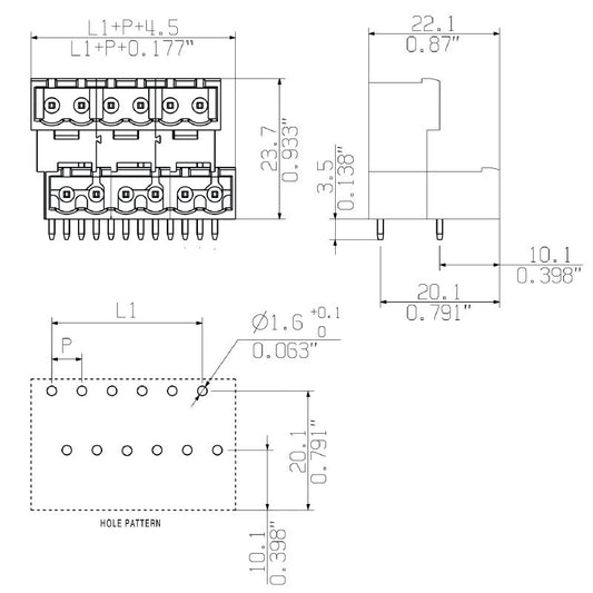 2646710000 - 5mm Pitch Connector with 18 Poles, 630V Rating  (Pack of 30)