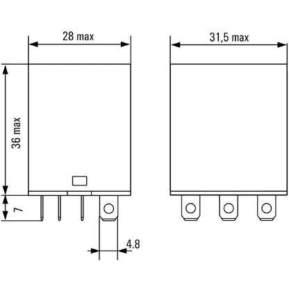 2765210000 - 12V DC 10A Relay with 3 Contacts and Blade Connections  (Pack of 10)