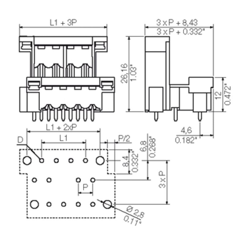 1883330000 - 5.00mm Black Male PCB Connector, 44 Poles, Flanged Design  (Pack of 10)