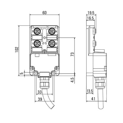 1804600000 - M12 Connector with 5m Cable & LED Indicator, RoHS Compliant