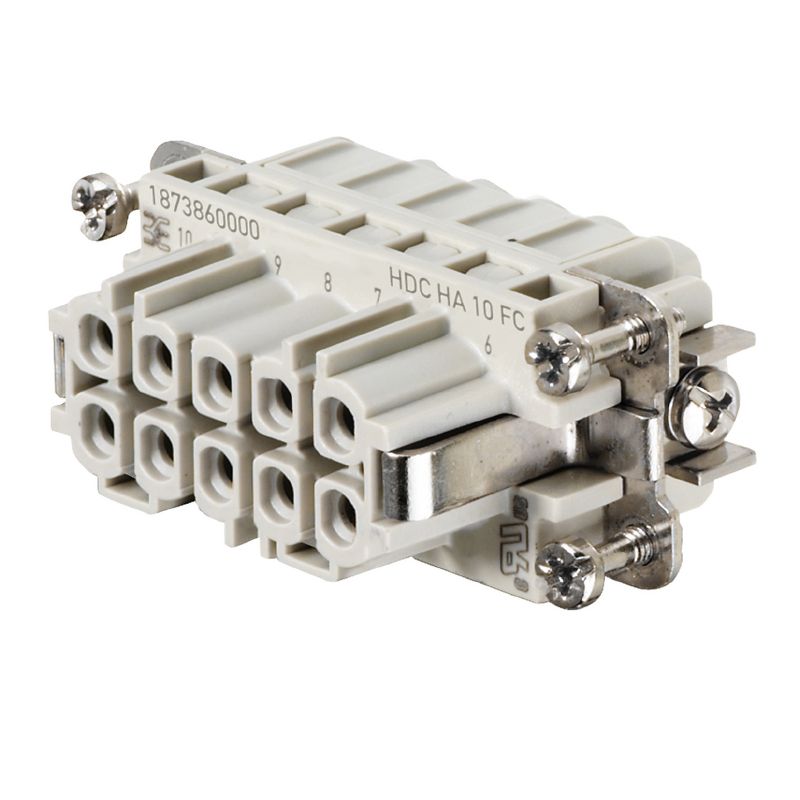 1873860000 - 10-Pole Crimp Connector, 250V, Copper Alloy, Compact Dimensions