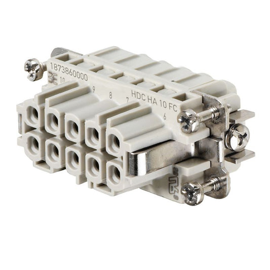 1873860000 - 10-Pole Crimp Connector, 250V, Copper Alloy, Compact Dimensions