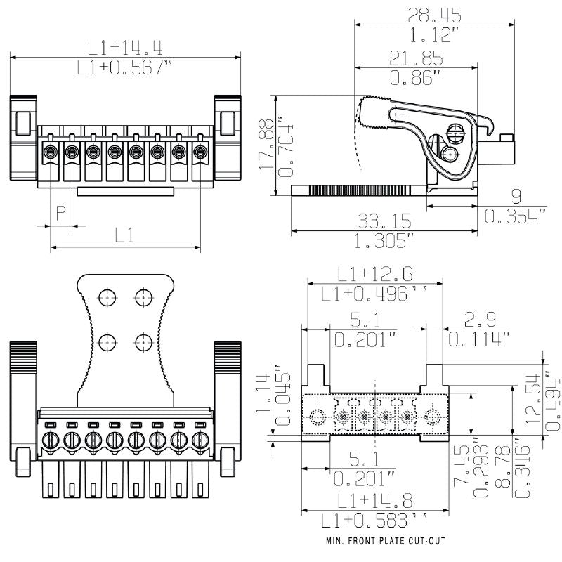 2442180000 - 180° Female Plug PCB Connector, 3.81mm Pitch, 20 Poles  (Pack of 50)