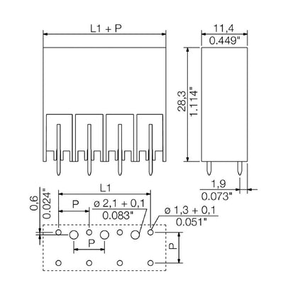 1930600000 - 7.62mm THT Male Header Connector, 2 Poles, Black Box  (Pack of 120)