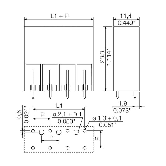 1930600000 - 7.62mm THT Male Header Connector, 2 Poles, Black Box  (Pack of 120)