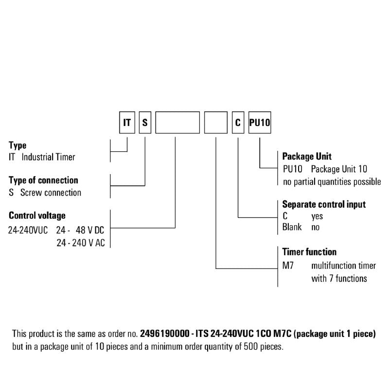 2545120000 - Multifunction Timing Relay 24-240V M7C with AgNi CO Contact  (Pack of 10)