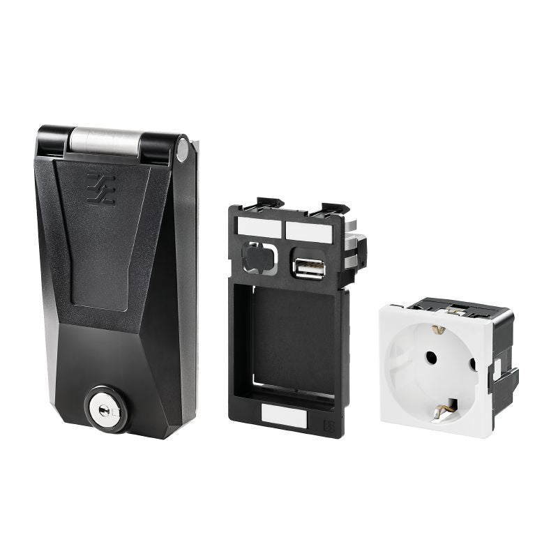 2460640000 - IP65 Zinc Diecast FrontCom Set with Lockable Key and USB Inserts
