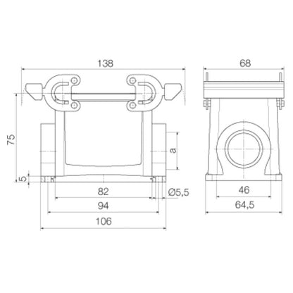 1666010000 - IP65 Rated Enclosure with Side-Locking Clamp, PG 29 Entry
