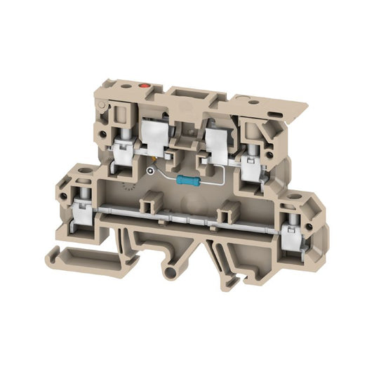 9802720001 - Dark Beige Fuse Terminal 4 Connections, 6.3A, 54mm Deep  (Pack of 50)