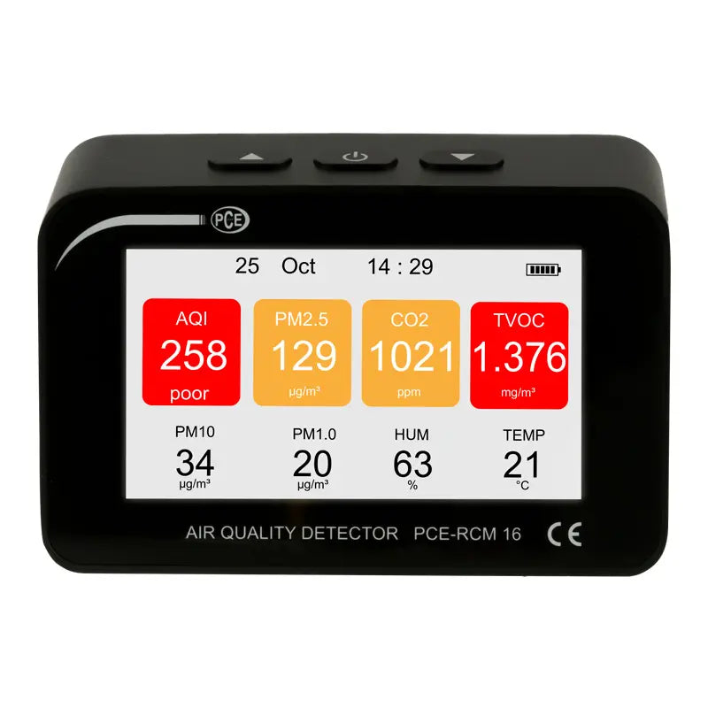 PCE-RCM 16 - 4.3" Air Quality Meter with CO2 and Humidity Monitoring
