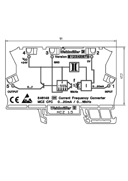 8461480000 - Compact DC/F Transformer, 0-20mA to 0-16kHz Output  (Pack of 10)