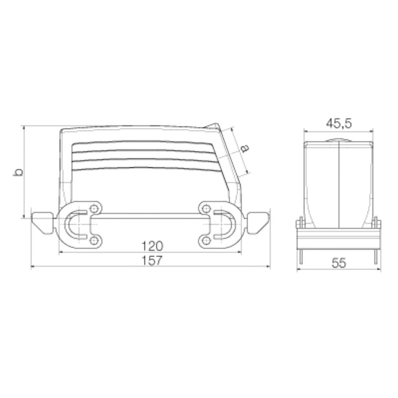 1786800000 - IP65 Rated HDC 64D Electrical Plug Housing with Side Cable Entry