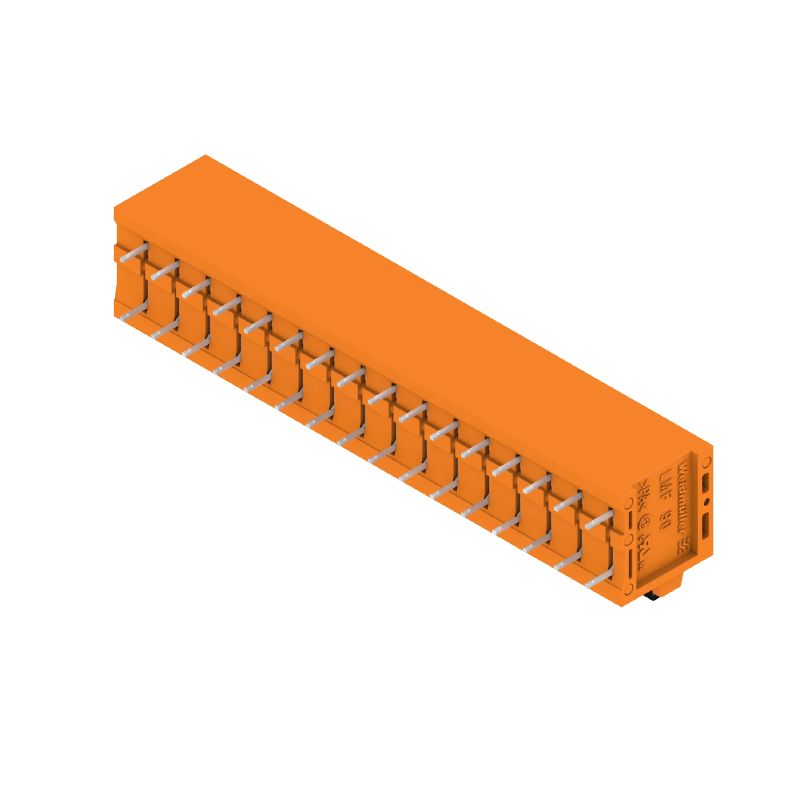 1330870000 - 5.08mm 16-Pole Push-In PCB Terminal, Orange, 90° Angle  (Pack of 15)