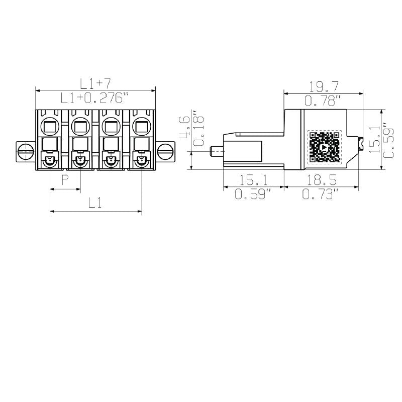 1043670000 - 7.62mm PCB Male Connector with Push-In Mechanism  (Pack of 72)