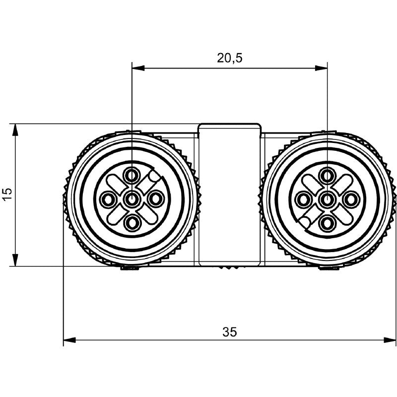 1060730000 - IP67 M12 Y-Plug Connector with 2 Sockets, 4A Capacity