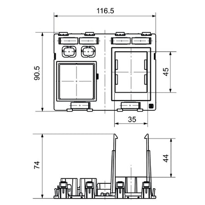2067070000 - Polycarbonate Insert Plate for RCBO, 74mm Height, RoHS Compliant