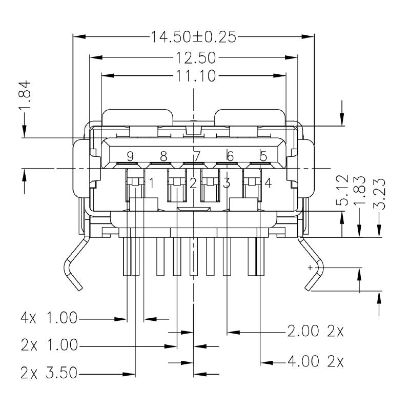 2563550000 - 90° USB 3.0 Type A Connector, 5 Gbps Transmission  (Pack of 104)