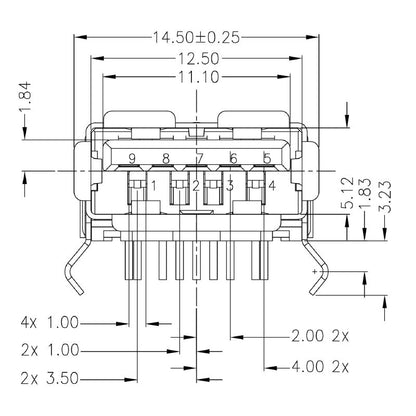 2563550000 - 90° USB 3.0 Type A Connector, 5 Gbps Transmission  (Pack of 104)