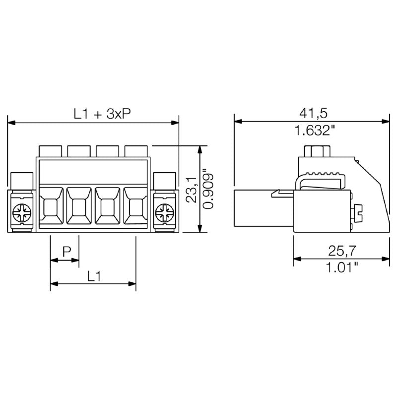 1932190000 - 3-Pole 180° PCB Connector with Clamping Yoke, 6 mm² Max  (Pack of 100)
