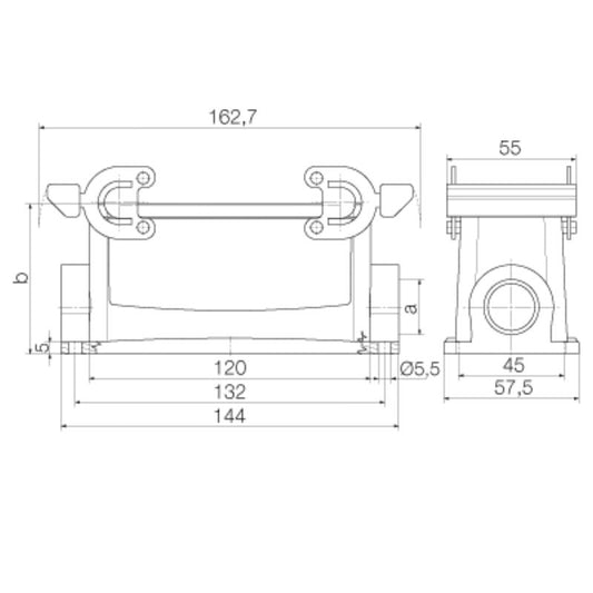 1661510000 - IP65 HDC Enclosure with PG 21 Entry, Rust-Resistant Design