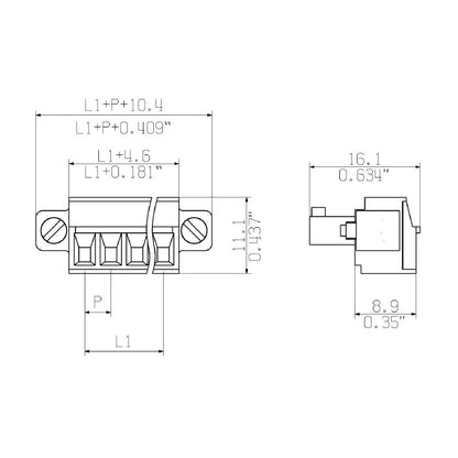 2642800000 - 3.81mm 16-Pole Wire Connector with 180° Clamping Yoke  (Pack of 66)
