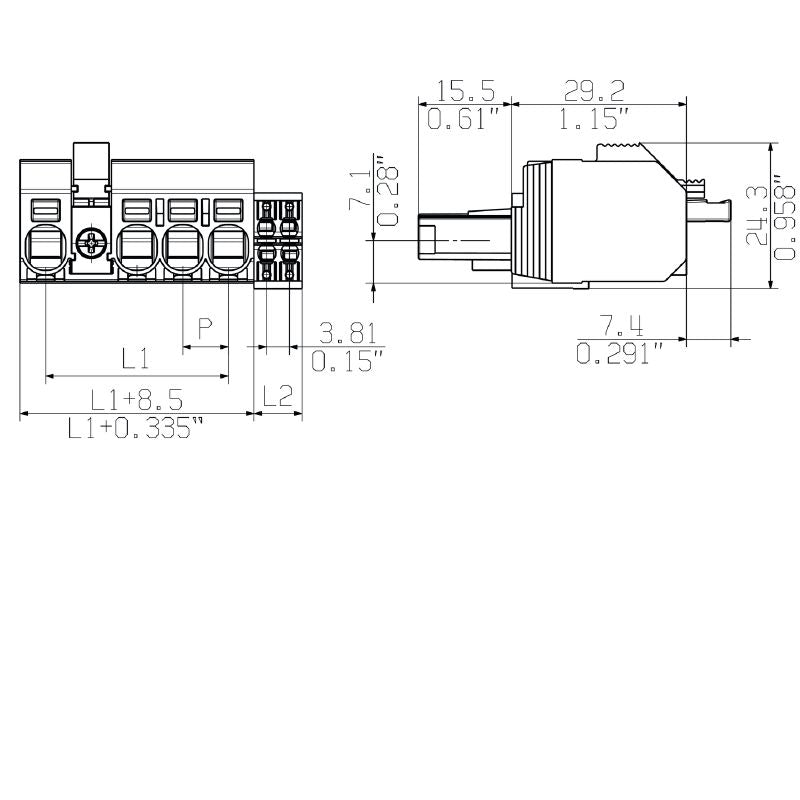 2629080000 - 7.62mm Female PCB Connector with 3 Poles, 180° Push-In  (Pack of 42)