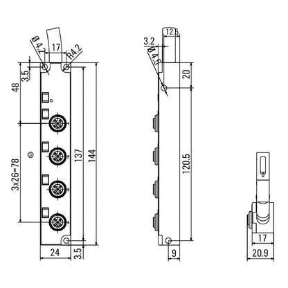 1070630000 - 5m M12 SAI-4-F Cable with IP68 Rating and LED Indicators