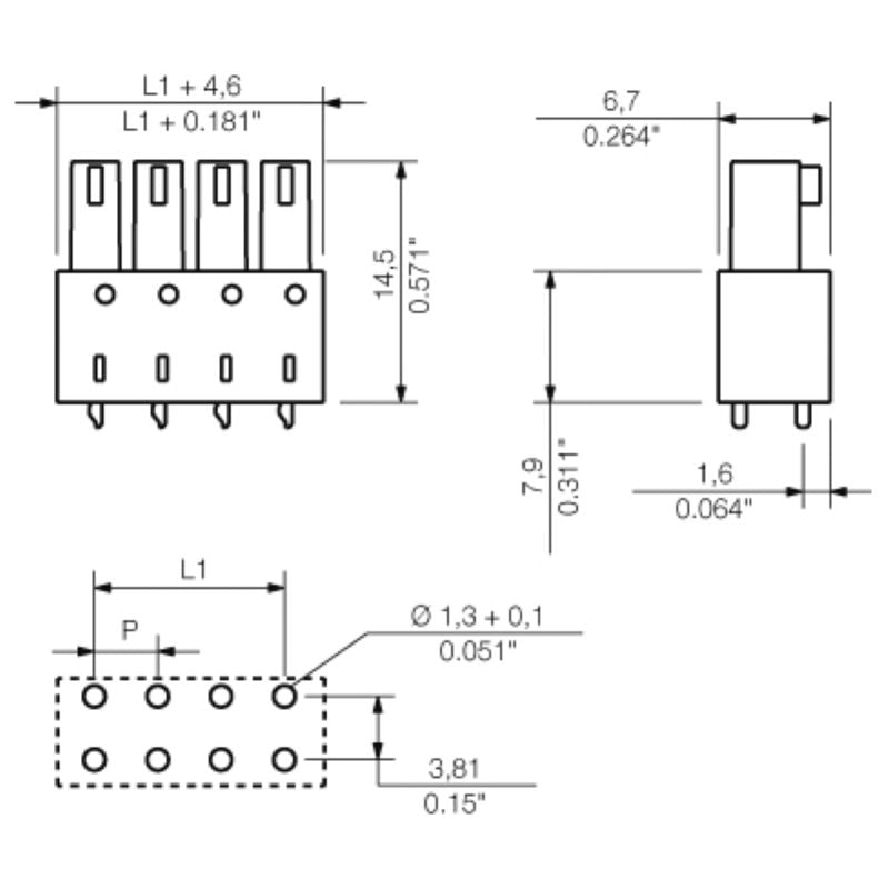 1976490000 - 3.81mm Female PCB Connector with Closed Side, 2 Poles  (Pack of 50)