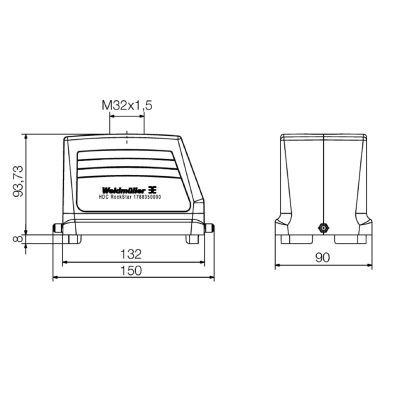 1788350000 - IP65 Rated HDC 48B TOLU Electrical Seal, M32 Cable Entry