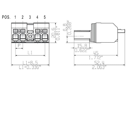 2630490000 - 7.62mm PCB Male Connector, 5 Poles, Push In, RoHS Compliant  (Pack of 42)