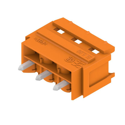 1581790000 - Orange 3-Pole PCB Connector with 5mm Pitch and 180° Elbow  (Pack of 100)