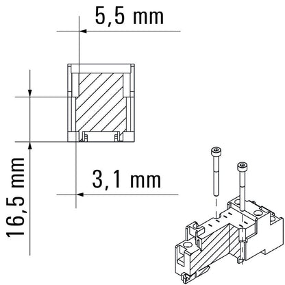 7760056106 - Flat 12A Relay Socket with 2 CO Contacts, 28.9mm Depth  (Pack of 10)