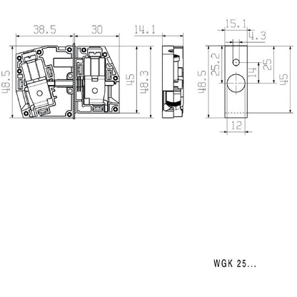 2444670000 - 25mm² Feed-Through Terminal for Direct Mounting, 690V Rated  (Pack of 50)