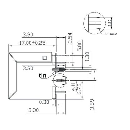 2461070000 - 8-Pole RJ45 Transformer Jack with 180° Elbow, 3.658g  (Pack of 120)