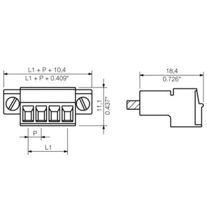 1970310000 - 4-Pole 3.81mm Pitch PCB Male Connector, 180° Angle  (Pack of 50)