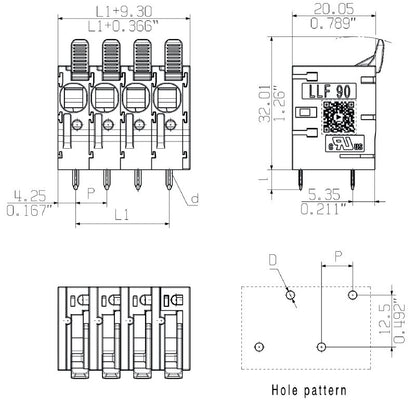 2472140000 - 7.50mm 8-Pole Push-In Terminal Block, 5mm Solder Pin  (Pack of 30)