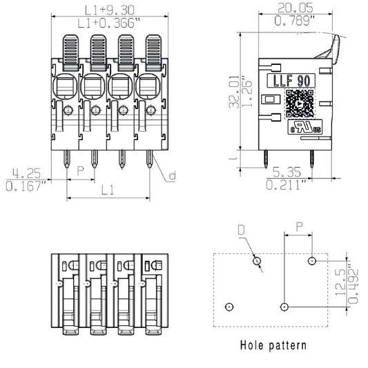 2472140000 - 7.50mm 8-Pole Push-In Terminal Block, 5mm Solder Pin  (Pack of 30)