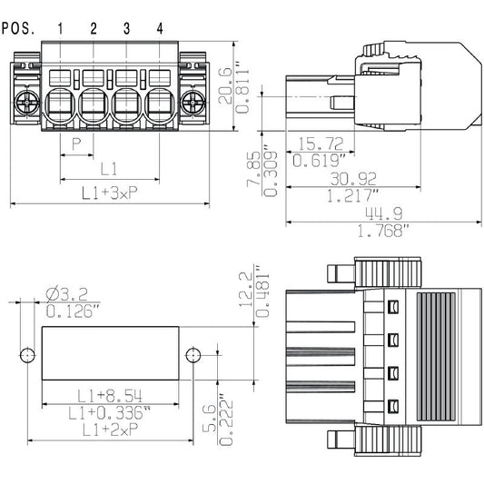 1124850000 - 7.62mm Male Plug Connector with 6 Poles, Push-In Mechanism  (Pack of 25)