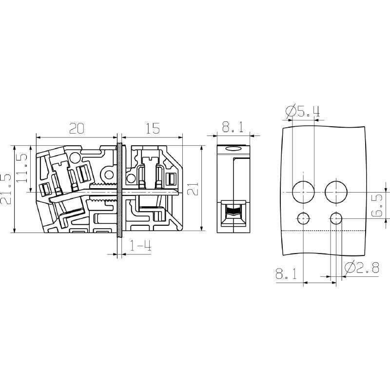 1936550000 - 4mm² Screw Mount Terminal in Grey Wemid Material  (Pack of 50)