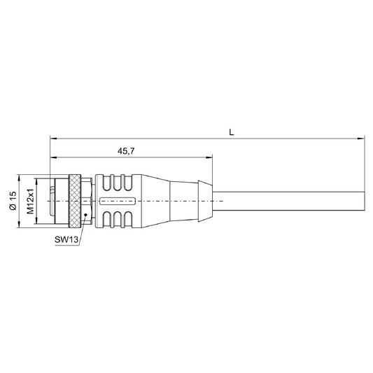 1424270300 - 3m Shielded Female Sensor Connector, 12 Poles, RoHS Compliant