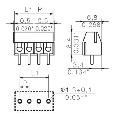 1811300000 - 3.5mm 3-Pole Terminal PCB with Pressure Clamp, Pebble Grey  (Pack of 100)