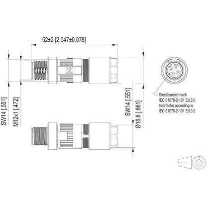 2544780000 - Durable IP67 M12 Connector for Cables 5-9.7mm Diameter