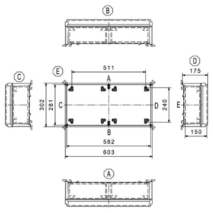 0500900000 - 603mm Glass Fibre Polyester Enclosure, Light Grey Finish