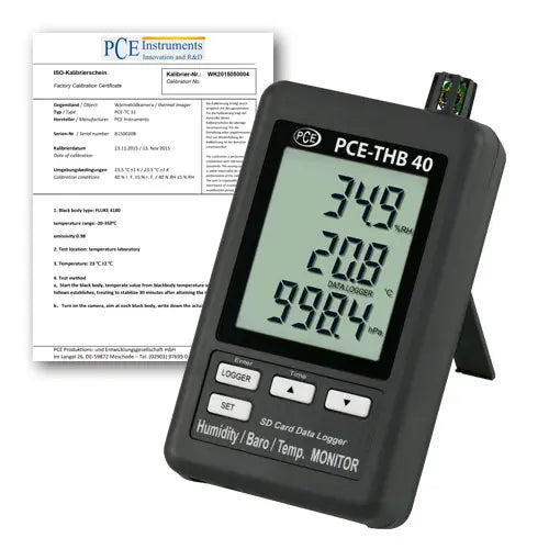 PCE-THB 40 - Climate Meter with SD Card, LCD, ISO Certified