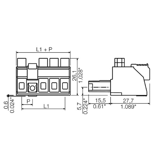 2544920000 - 7.62mm Female Plug Connector with 4 Poles, 180° Angle  (Pack of 32)