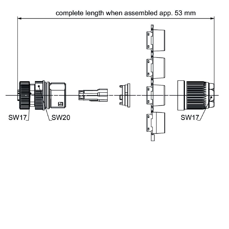 2525620000 - M12 L-coded Connector, IP67, 16A, Zinc Diecast Housing